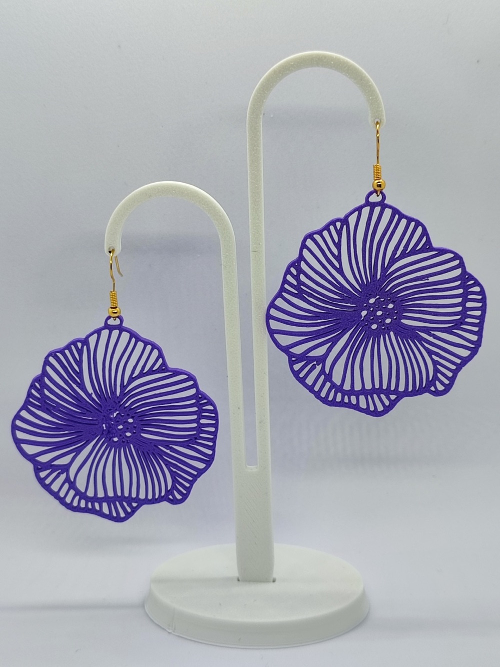 Purple Floral Cutout Drop Earrings - Unbranded